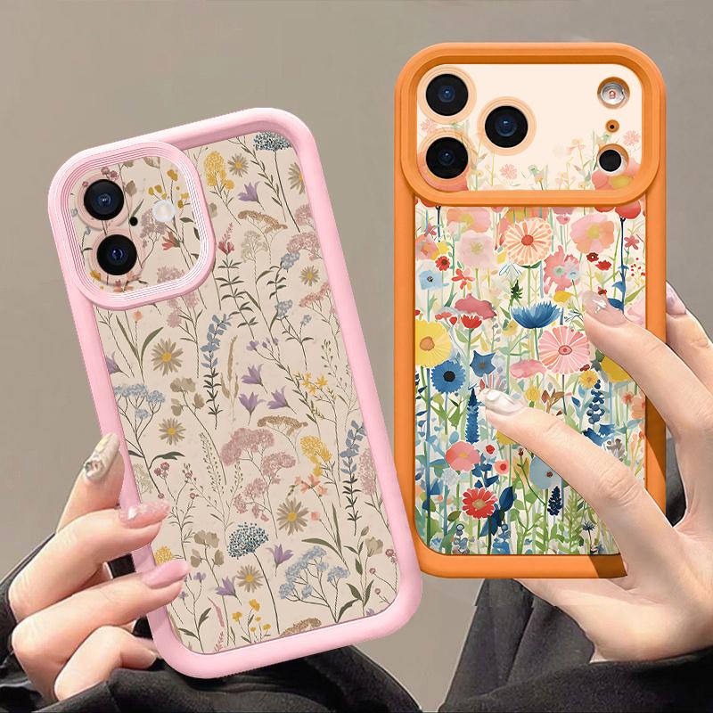 Pastoral Wildflower Case For iPhone 18 Pro Max Shockproof Bumper Soft Silicone Cover For iPhone 17 16 15 14 13 Pro Max 17E