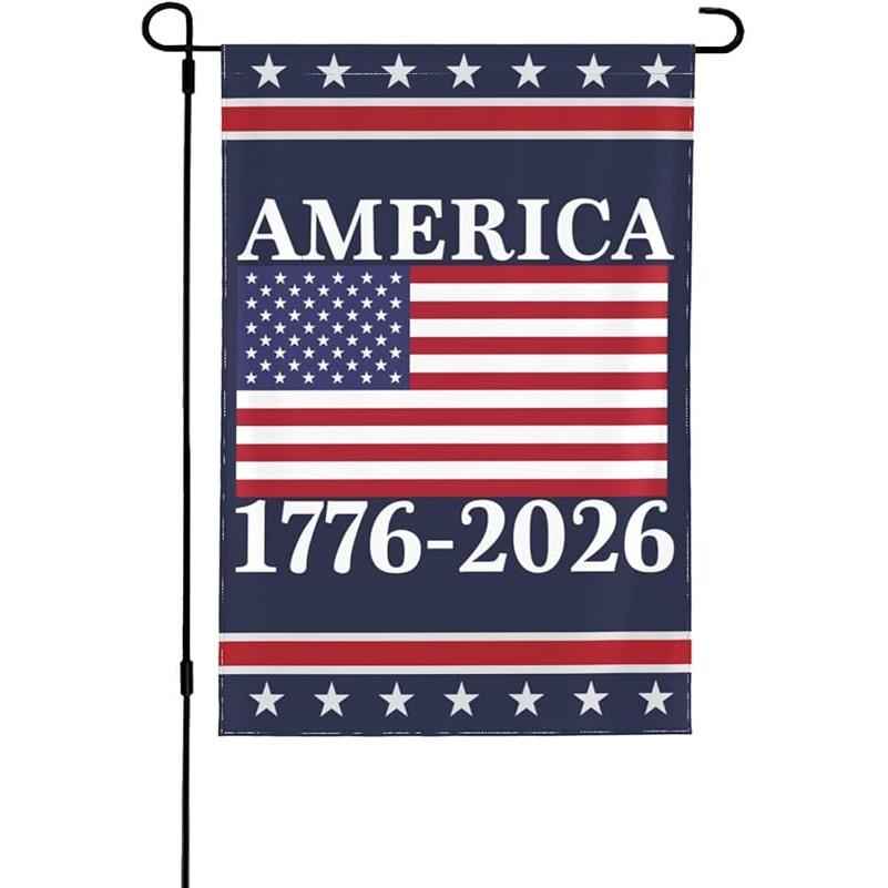 

America 250th Birthday Garden Flag 12x18 1776 2026 America 250 Years Anniversary Yard Sign God Bless Usa Patriot House Flag No Flagstand 12x18