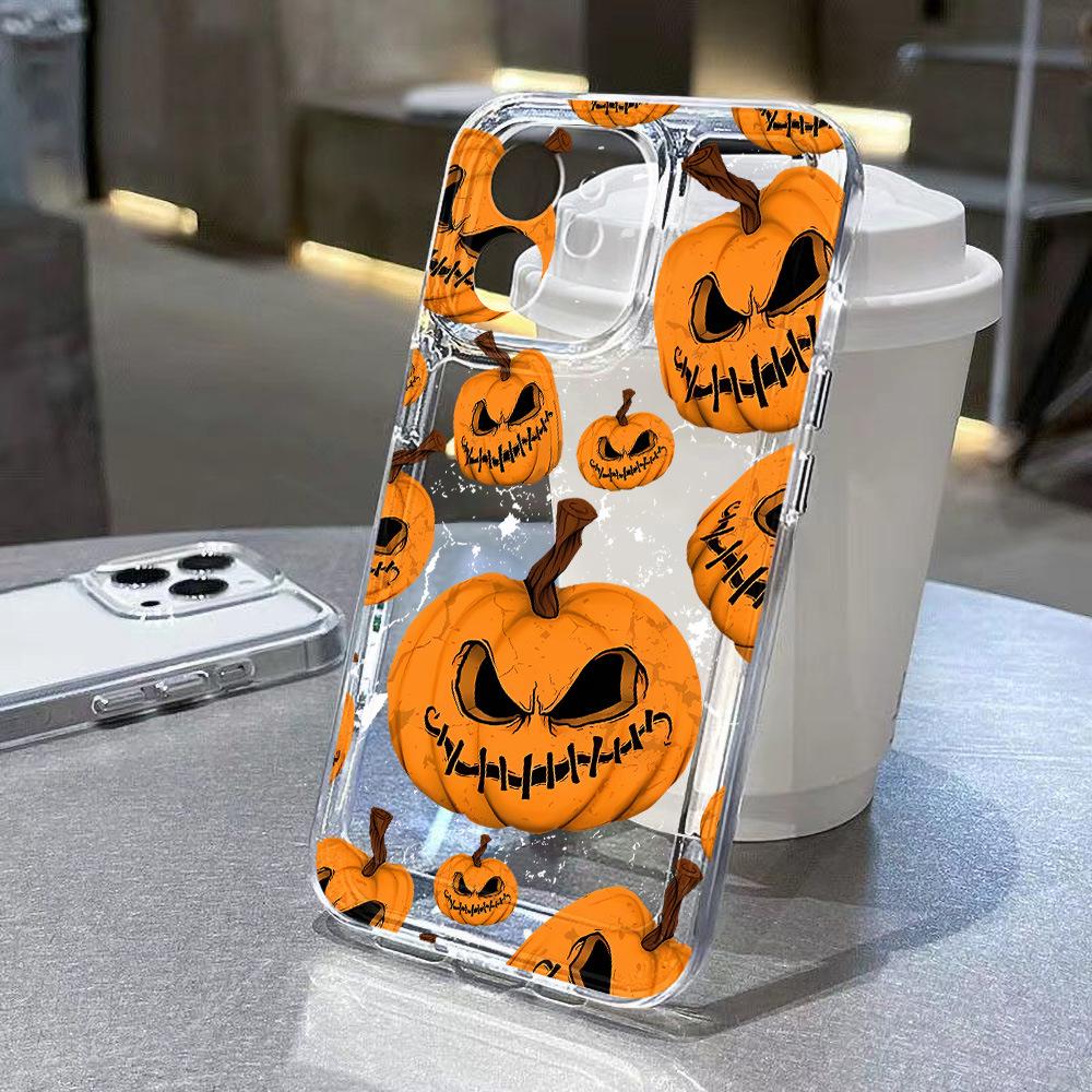 

iPhone 17 Pro Max Transparent Halloween Pumpkin Case, Drop-Proof, Compatible with Apple 16, 15, 14, 13 Models iPhone 16 Pro Max