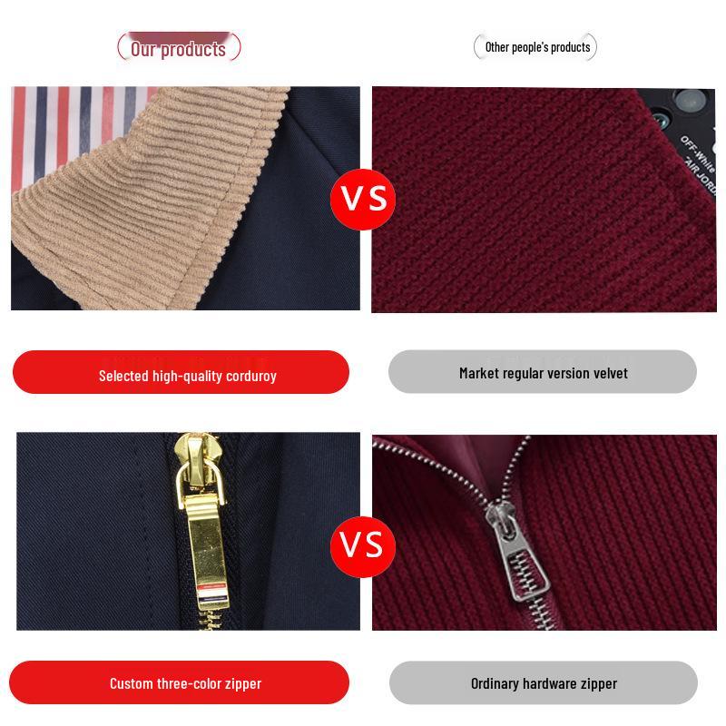 TB BROWIN2024 Unisex Corduroy Raglan Sleeve Color Block Jacket, Autumn/Winter Collection