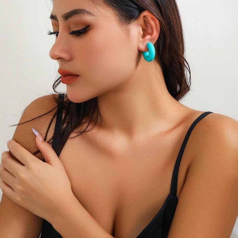 Modischer Leichter Ohrklemme Runder Kreis Clip-Ohrringe Nicht-Piercing Knorpel Hoop Ohrring Statement Schmuck Unisex