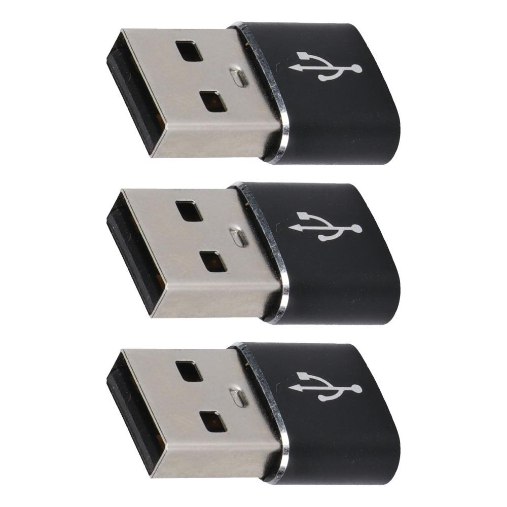 3PCS Plug and Play USB 2.0 Male to TypeC Female Adapter  Computer Use