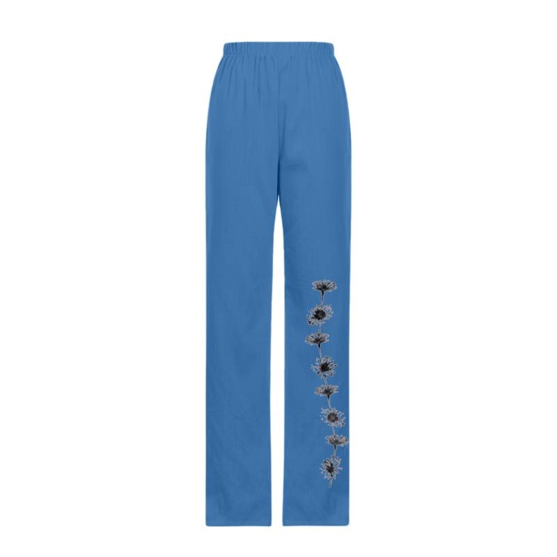 Fashion Popular Floral Print Harem Pants with Flower Pockets Mid Waist Trousers Streetwear