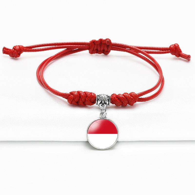 Red Bracelet Trendy With Timeless Gem European Country Flags Unisex Material Mixed