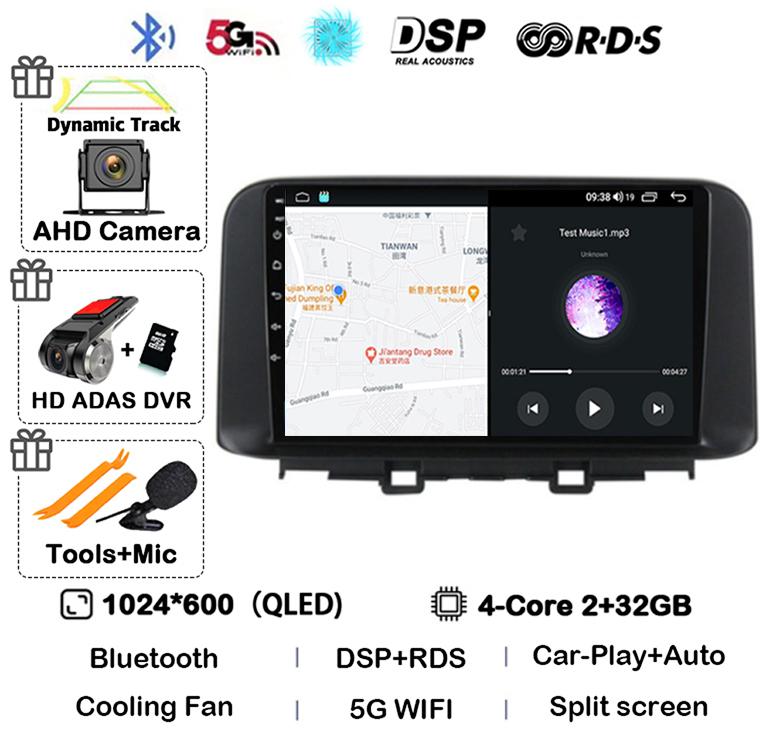 Android 14 Carplay Auto Car Radio Stereo For Hyundai Encino Kona 2018 2019 2020 2021 2022 GPS Multimedia Video Autoradio Player