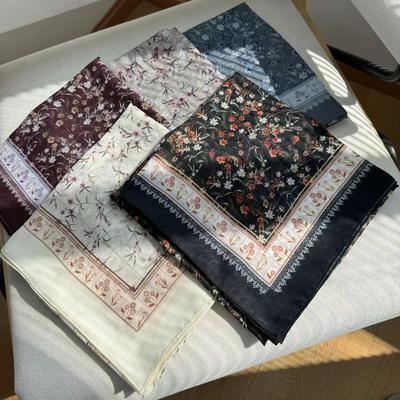 114*114cm Oversize  Printed Floral Shawl Head Wrap Headscarf Hair Sleeping Bandanas Cotton Feeling Square Scarf