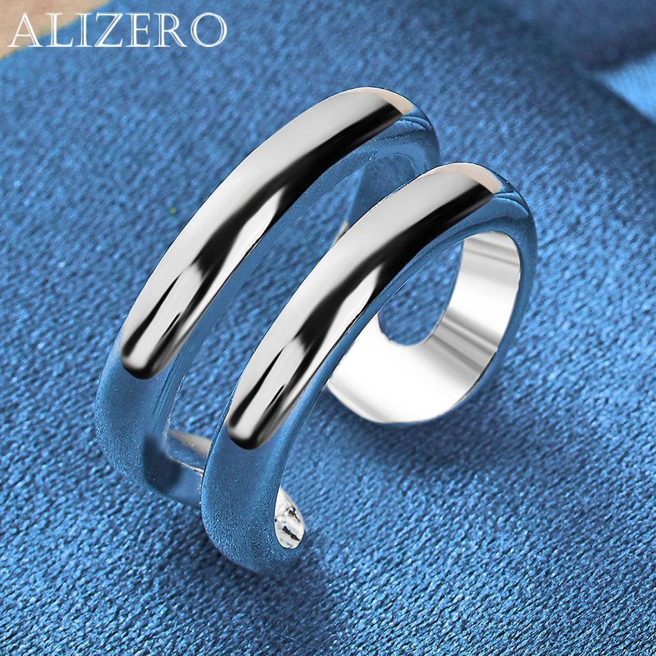 925 Sterling Silver Ring Simple Double Line Ring for Women Man Wedding Engagement Gifts Fashion Party Charm Jewelry resizable