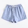 Paar Pyjamas Sommer Baumwolle Gaze Shorts japanischen Stil einfache elastische Taille lässig große Gitter Männer und Frauen Heimhosen