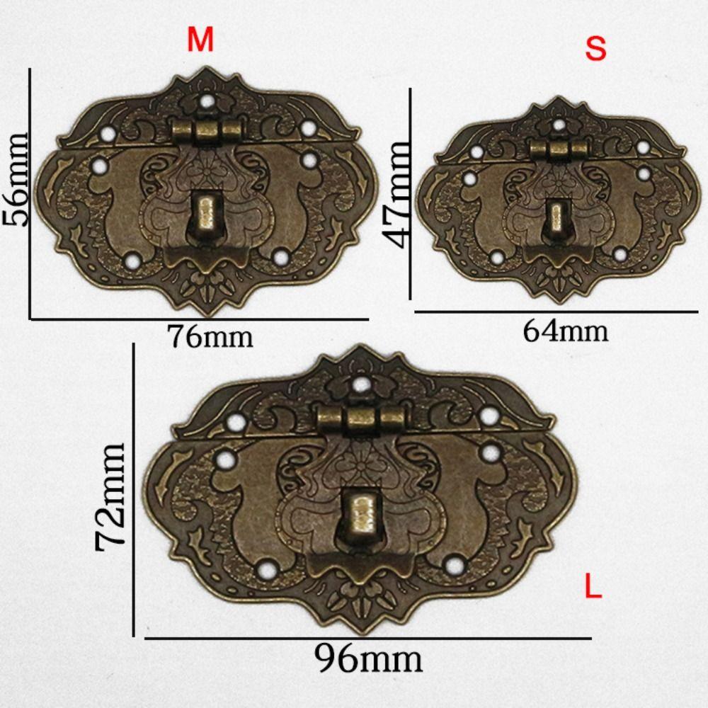 Vintage Bronze Hasp Metal Wooden Case Hasp Exquisite   Jewelry Box