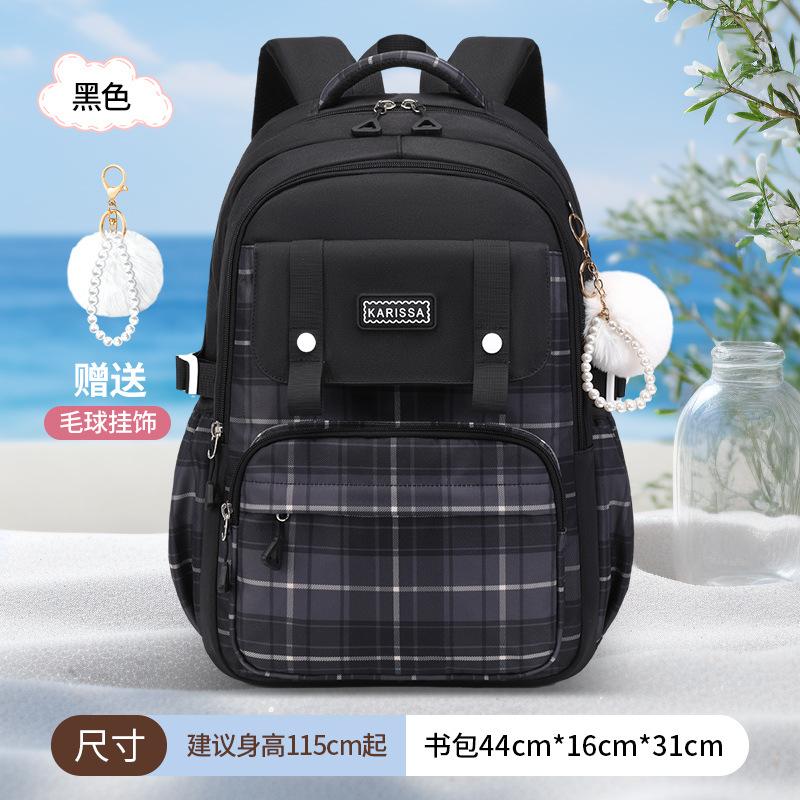 Fashion Plaid Kids Backpack Primary Students School Bags Girls Cute Backpack Large Capacity Book Bag Oxford Waterproof Rucksack