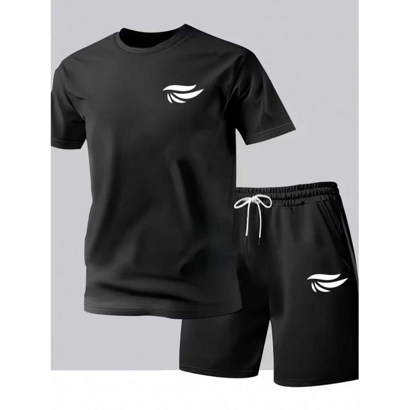 Summer Mesh Short Sleeve Ice Silk Men's Suit: Quick-Drying T-Shirt & Trendy Running Shorts Set