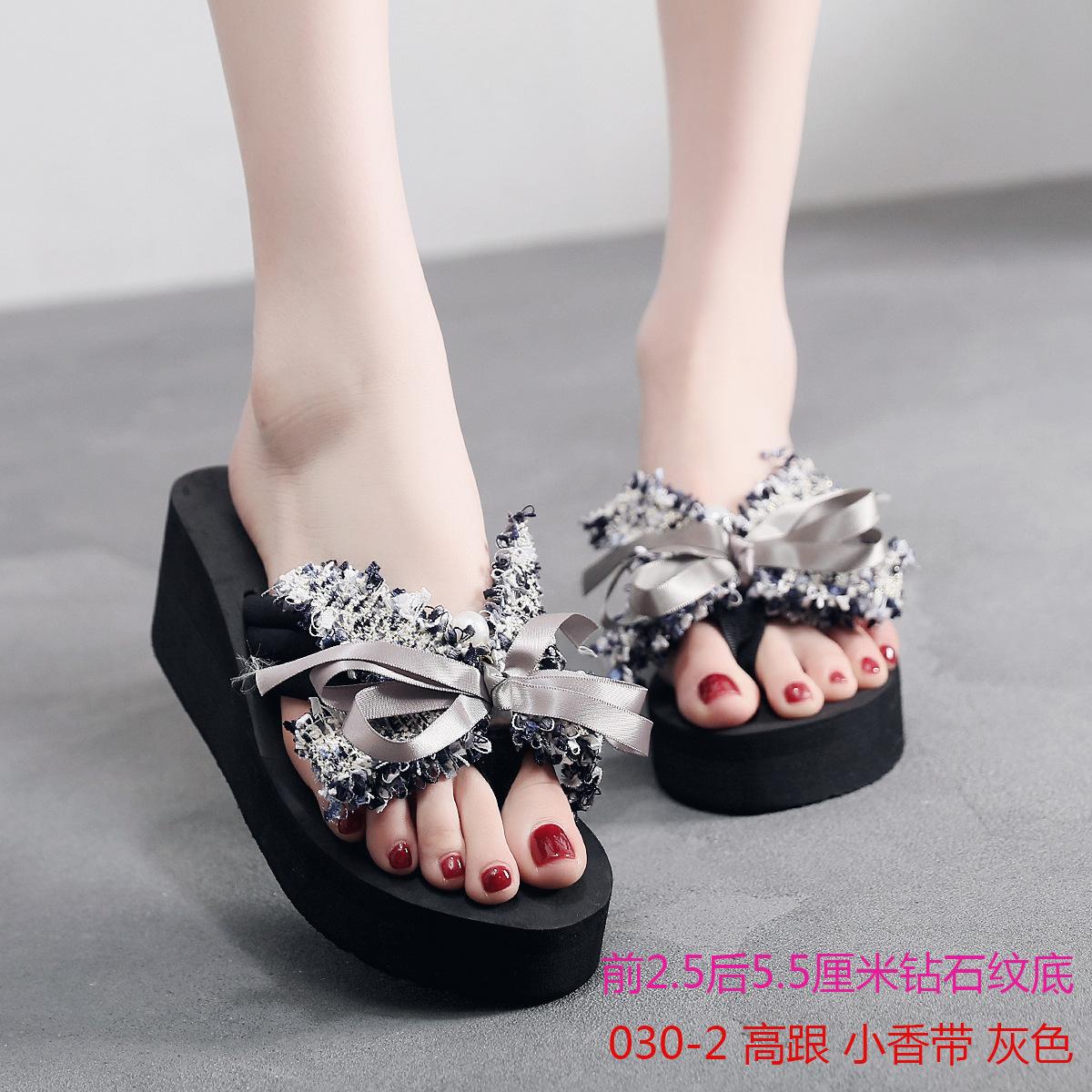 

Модные женские шлепанцы на каблуке 6 см, женские повседневные сандалии и тапочки, женские нескользящие туфли на танкетке, пляжная обувь 38 серый