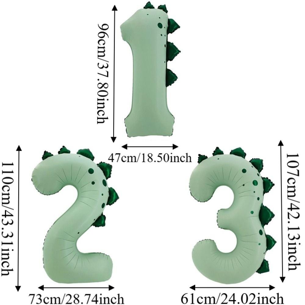 Matte Finish Dinosaur Theme Balloons Number Shape Birthday Party Balloons For 1-3 Year Olds