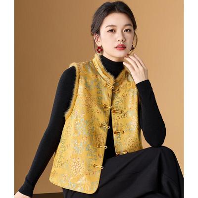 Gilet Melanie in Cotone Jacquard Stile Cinese