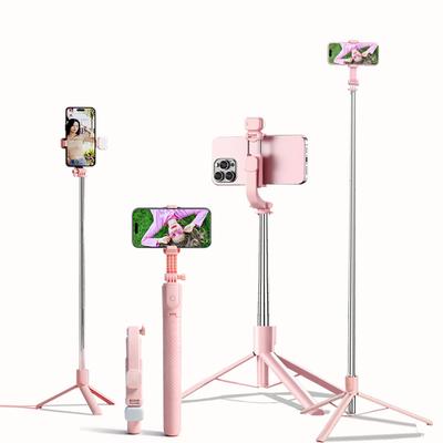 Ausziehbarer Aluminium-Selfie-Stick-Stativ, Fülllicht, Bluetooth-kompatible Fernbedienung, Kompatibel mit iPhone/Android, für Reisen