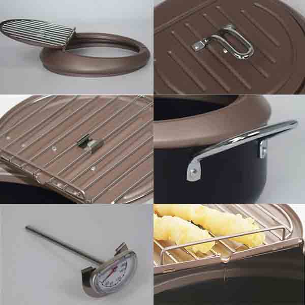 Japonská fritéza Nerezová fritéza s teploměrem a víkem Domácí fritéza Tempura na vaření v kuchyni