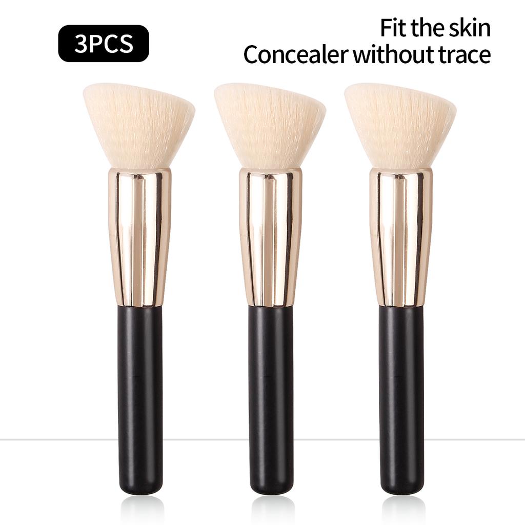 3PCS Slanted Soft Bristle Contoured Brush, Foundation Brush, Loose Powder, Blush Special Makeup Brush Tool for Hand Refreshing