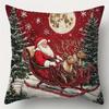 Polyester Cushion Slipcover Santa Claus & Snowman Throw Pillow Cover  for Living Room Sofa