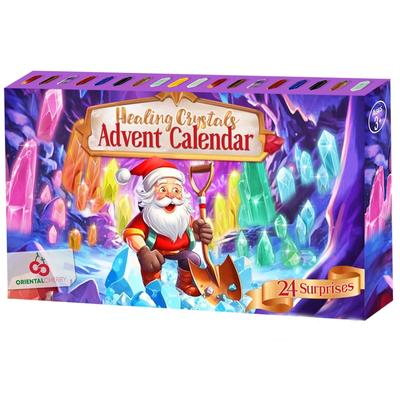24 Tage Kristalle Weihnachts-Adventskalender Geschenkbox Natürlicher Edelstein Stein Mineralien Gesteinssammlung Weihnachts-Countdown Geschenk