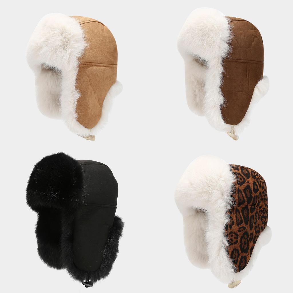 Winter-Gehörschutzmütze in Unifarbe und mit Leopardenmuster-Design für den täglichen Gebrauch
