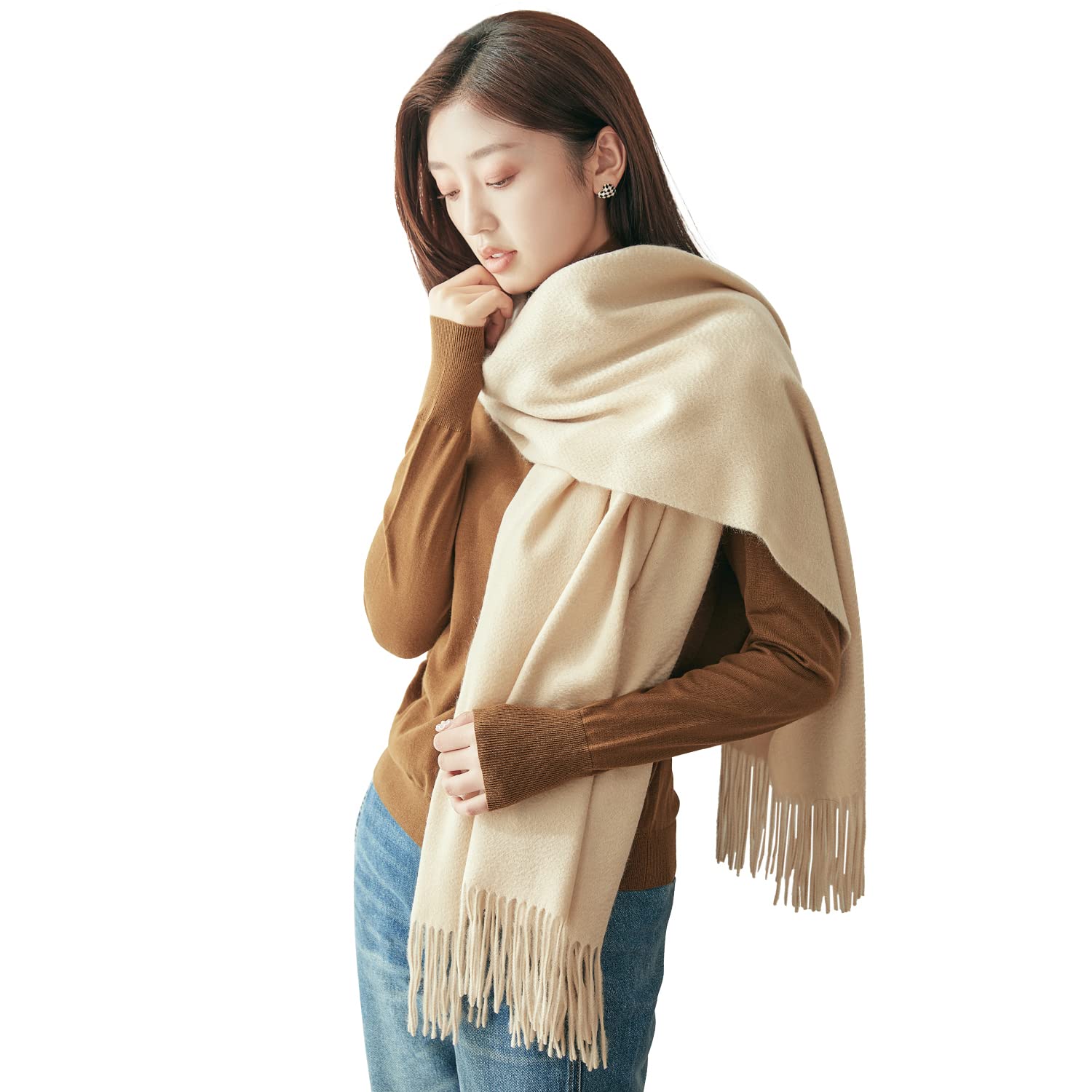 

Cashmere Scarf Collection Premium Inner Mongolian Solid Fluffy Cashmere 24 Perfect for or Weddings [Toyuxe] Women s 100% [2025 Fall/Winter - Cashmere] слоновая кость