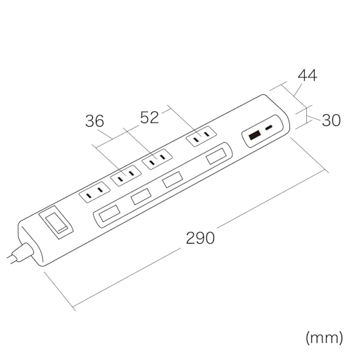 SANWA SUPPLY Power-Saving Strip (2P, 4 Outlets, 2m, Black) TAP-B107UC-2BK