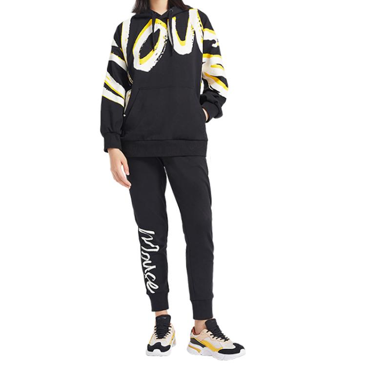 Li-Ning X Disney Co-Branded Loose-Fit Pullover Hoodie Women Tops Standard-Black AWDQ398-2