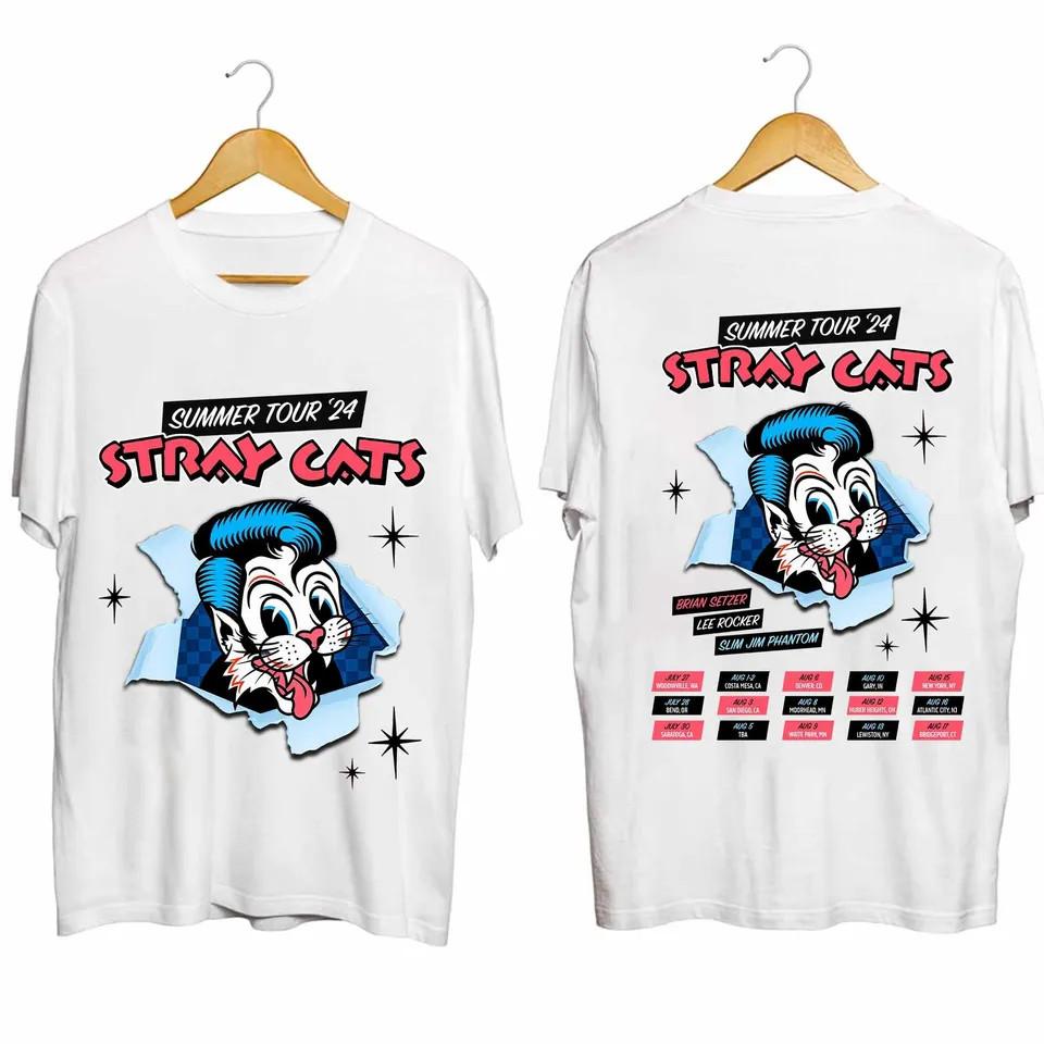 

Stray Cats band tour 2 sides white T-shirt Unisex All sizes S to 45Xl XZ1067 Unisex T-Shirt XXXXL