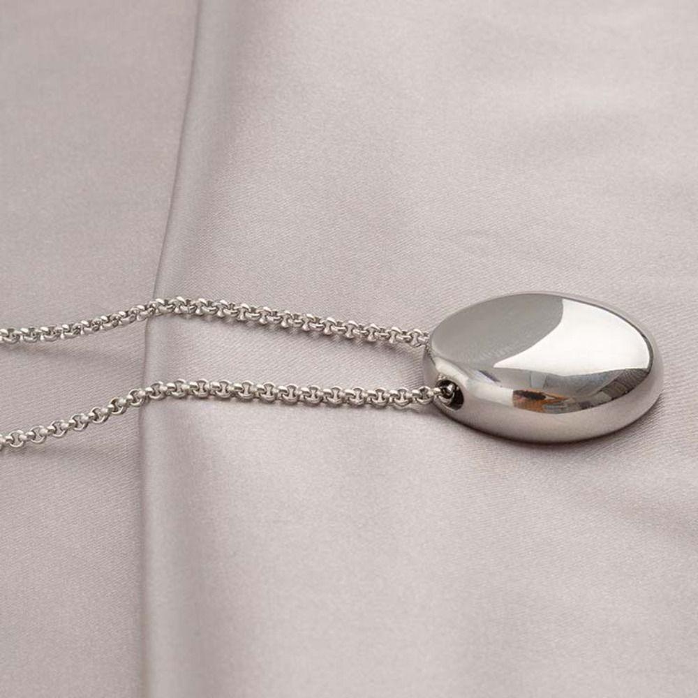 Geometric Water Drop Necklace Metal Smooth Glossy Droplet Pendant Long Sweater Chain  Autumn Winter