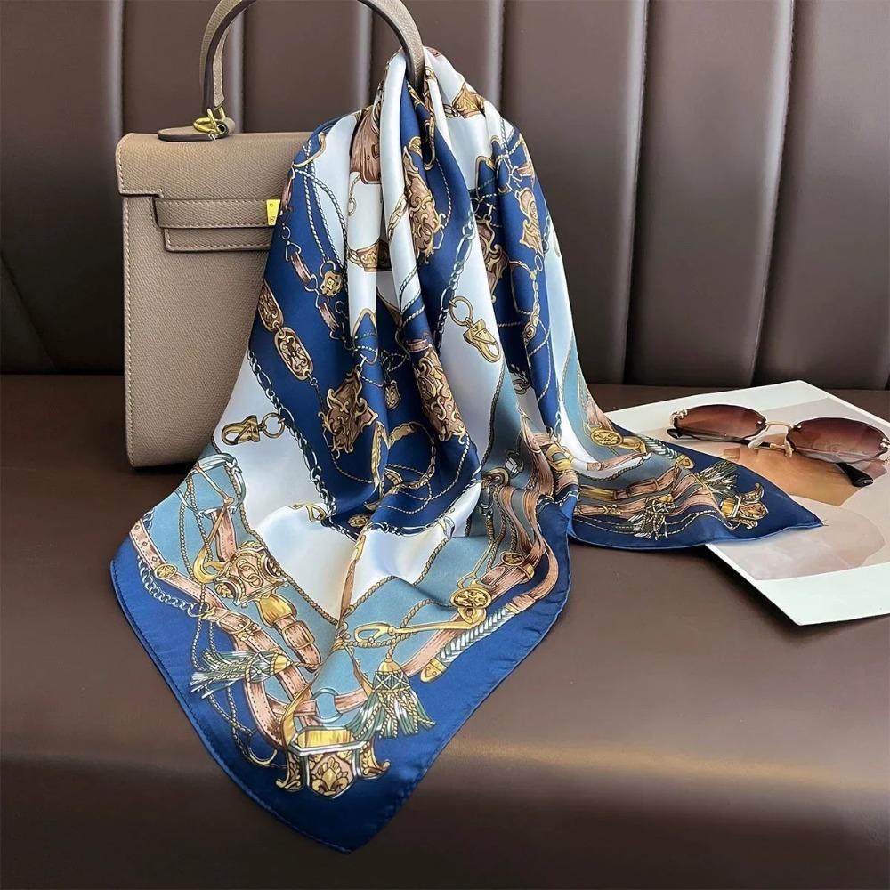 Fashion Luxury Brand 70cm Silk Feel Square Scarf Women Neck Tie Female Hair Bandana Headkerchief Shawl Wrap Hijab Echarpe
