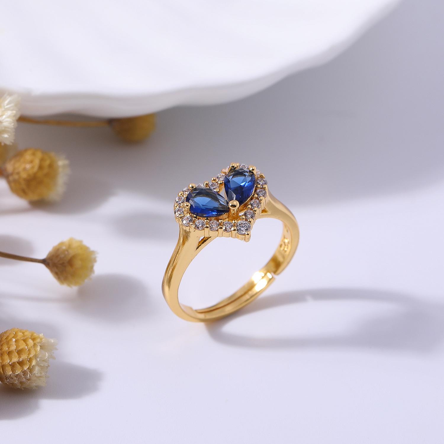 

Сапфировое ожерелье, серьги, кольцо, комплект ювелирных изделий, свадебное ожерелье с цирконием, позолоченное 18 карат