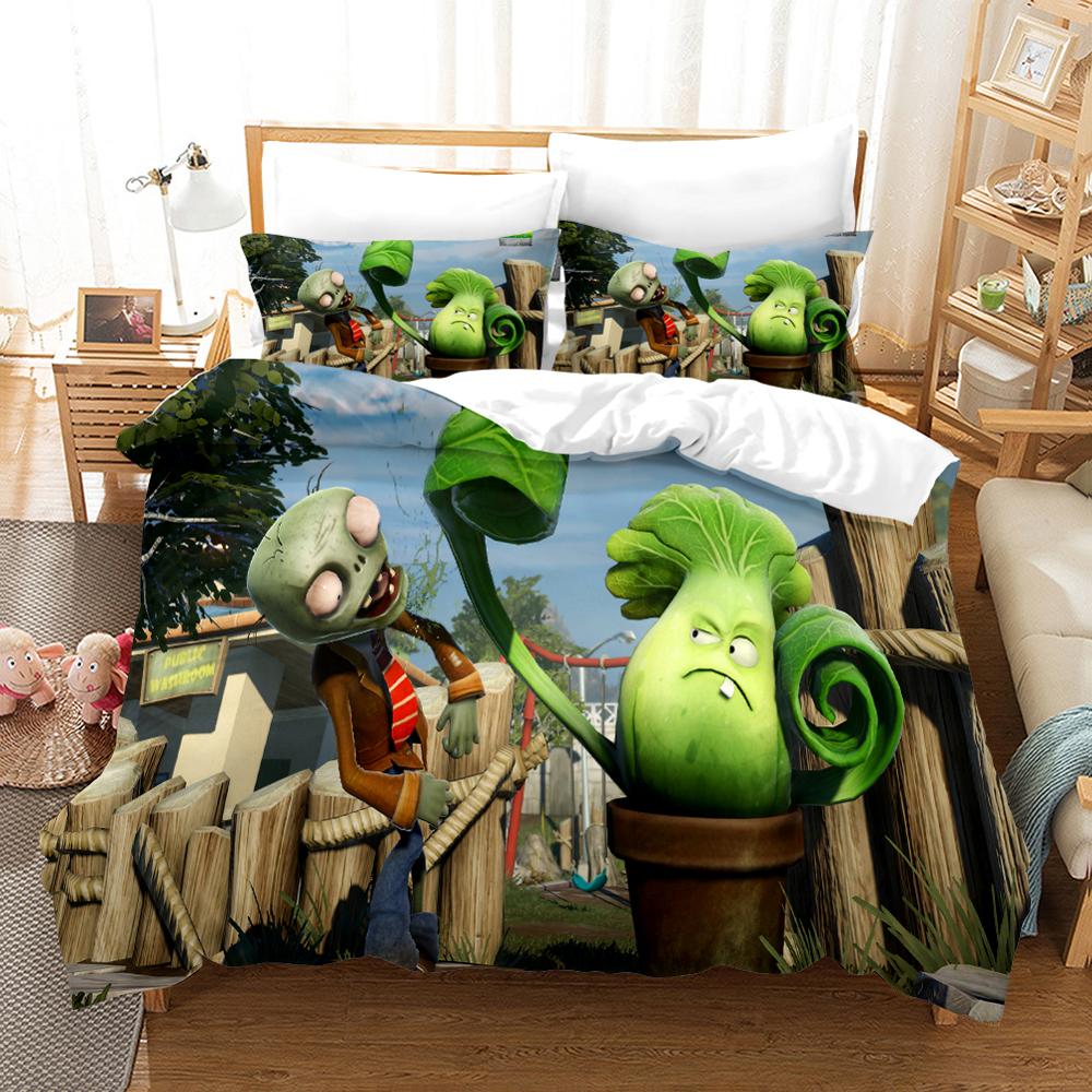 3D Printed Plant Zombie Bedding Set Boys Girls Twin Queen Size Duvet Cover Pillowcase Bed Kids Adult Fashion Home Textileextile