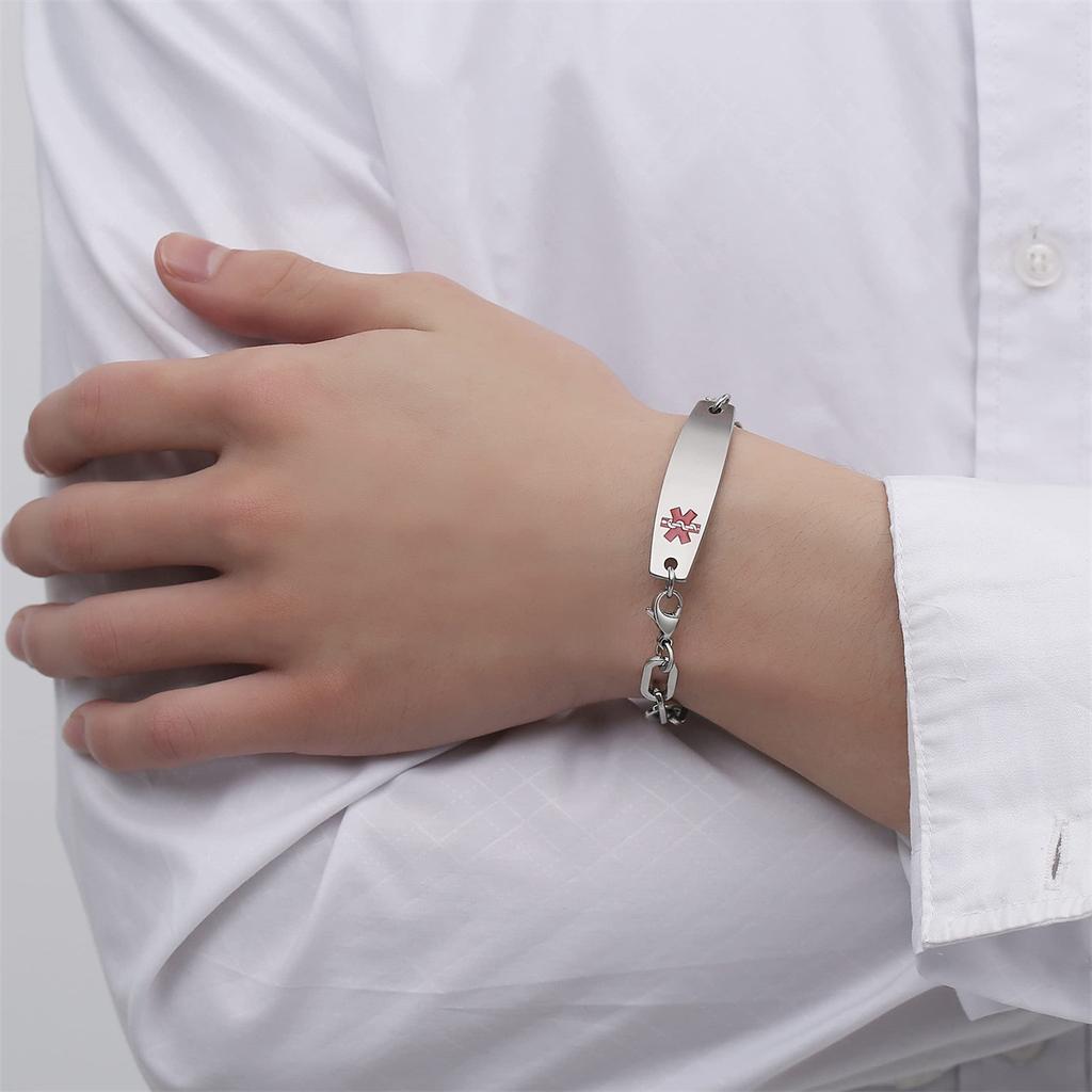 Stainless Steel Medical Elbow Can Be Engraved With Id Logo For Men And Women Versatile Fashion Titanium Steel Bracelet