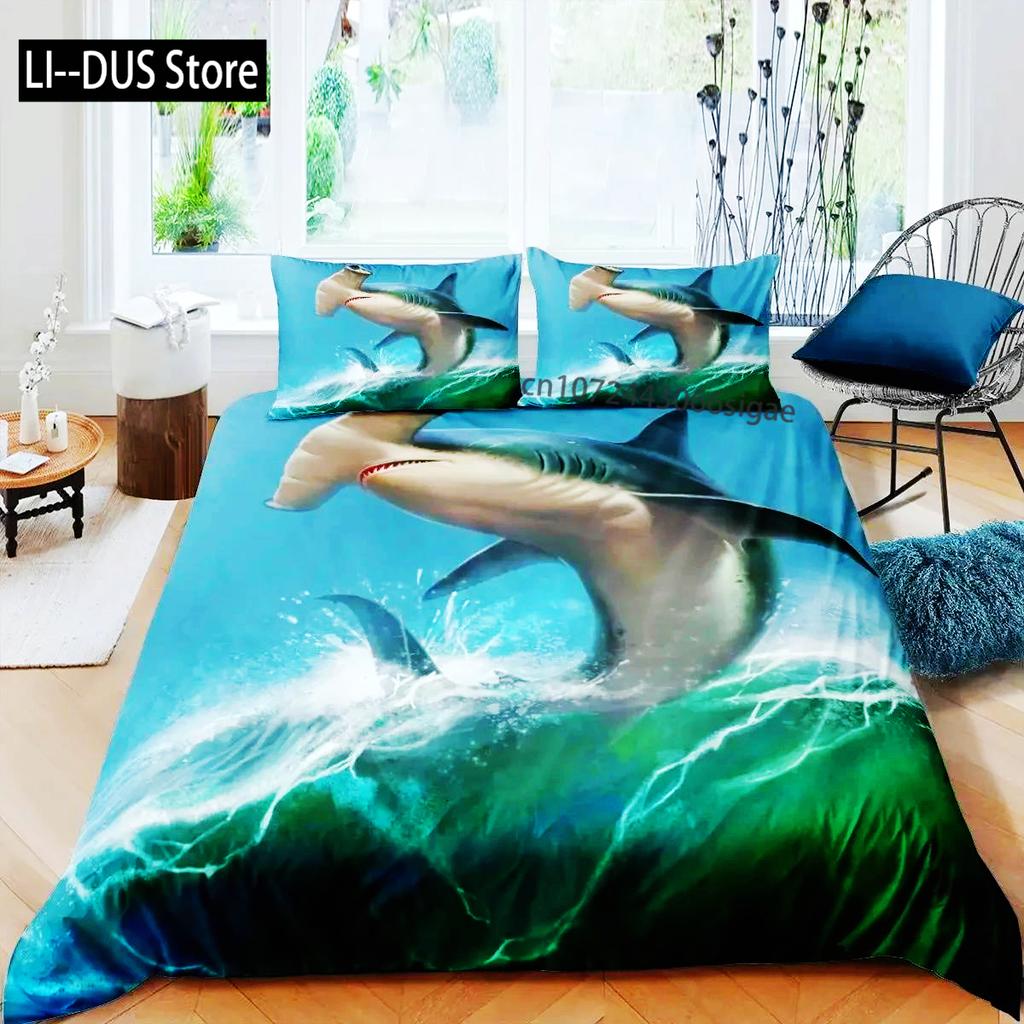 Comforter Shark Types Of Sharks Pattern Bedclothes Double Queen King Size Polyester Bedding Set