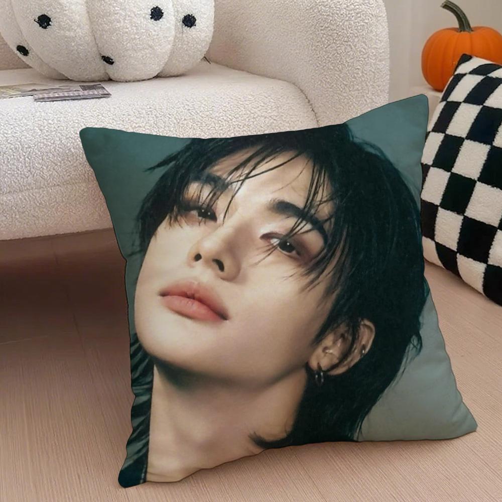 Ornamental Handsome Singer HHyunjin Cushion Cover Throw Pillow Cover Hidden Button Durable Polyester Chair Cushion