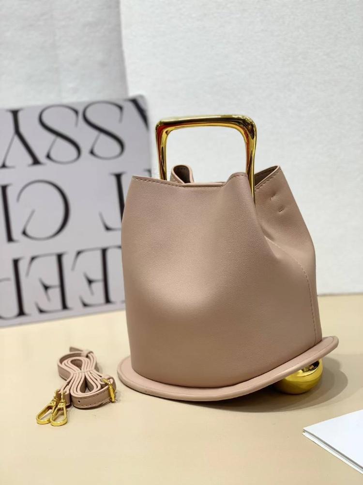 Stylish Irregular Bucket Tote Bag For Women High-end Metal Handle PU Leather Shoulder Crossbody Bags Female Wedding Purse Clutch