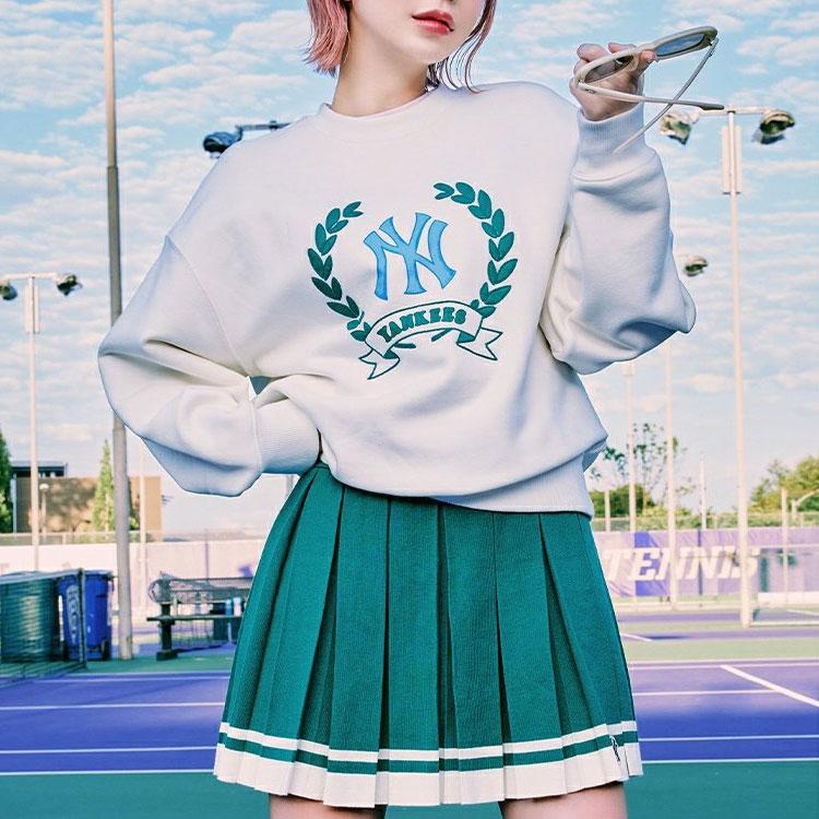 New MLB College Style Series Sweatshirts Women's Cream 3FMTG0134-50CRS