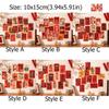 15pcs/set Chinese Style Spring Festival Couplets DIY Blessing Greeting Cards  for Wall Door