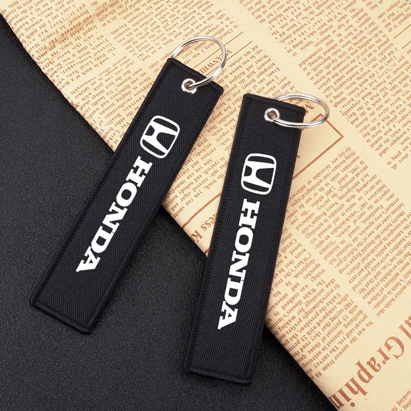 Canvas Car Logo Keychain Keyring Pendant For Honda Civic Xrv CRV City Accord Fit Jazz Insight Pilot Odyssey Passport Shuttle HRV EB1