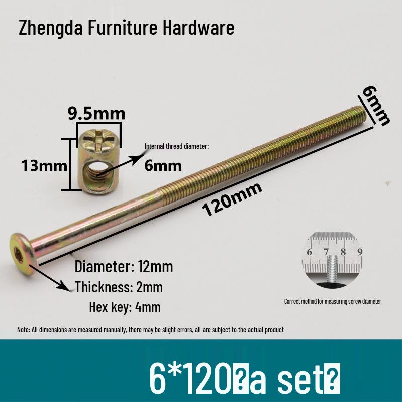 M6 Furniture Hardware: Crib & Bookcase Screws with Cross Hole Nuts, Countersunk Head Screws, Hammer Head Nuts.