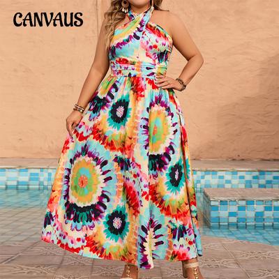 Vestido feminino plus size verão sem mangas solto boêmio vestidos de praia para férias