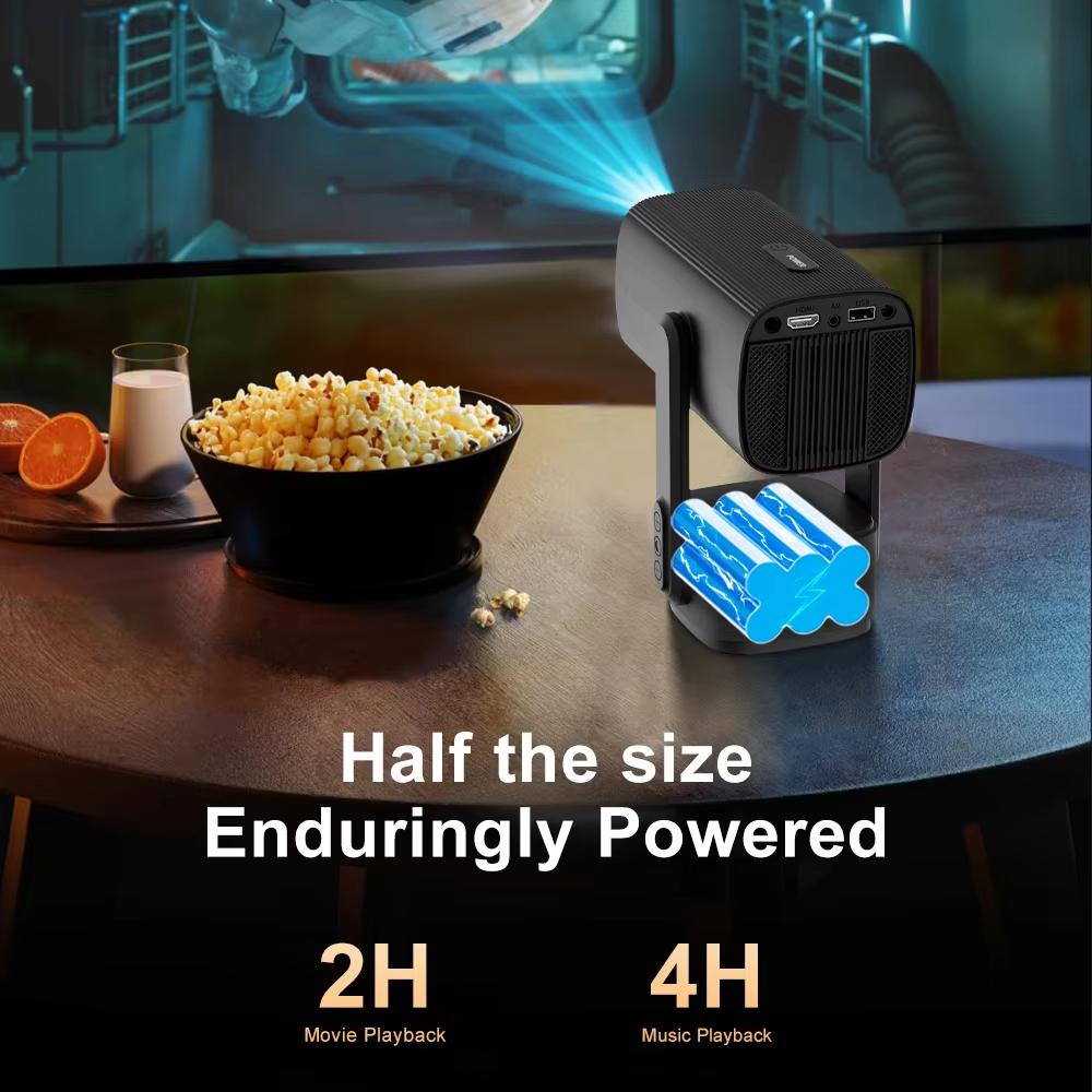 Salange K2 projektor Innebygd 5200mAh batteri 4K HD Bluetooth Android 11 for Cinema Outdoor Proyector med RGB-lyshøyttaler