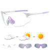 White Frame Photosensitive Color Changing Cycling Glasses Day & Night Universal Outdoor Bicycle Hiking Goggles UV Protection Men & Women Leisure