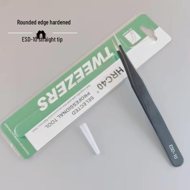 Black Anti-Static Stainless Steel Curved Tip Tweezers Set for Nail Art, Journaling, and Repairs