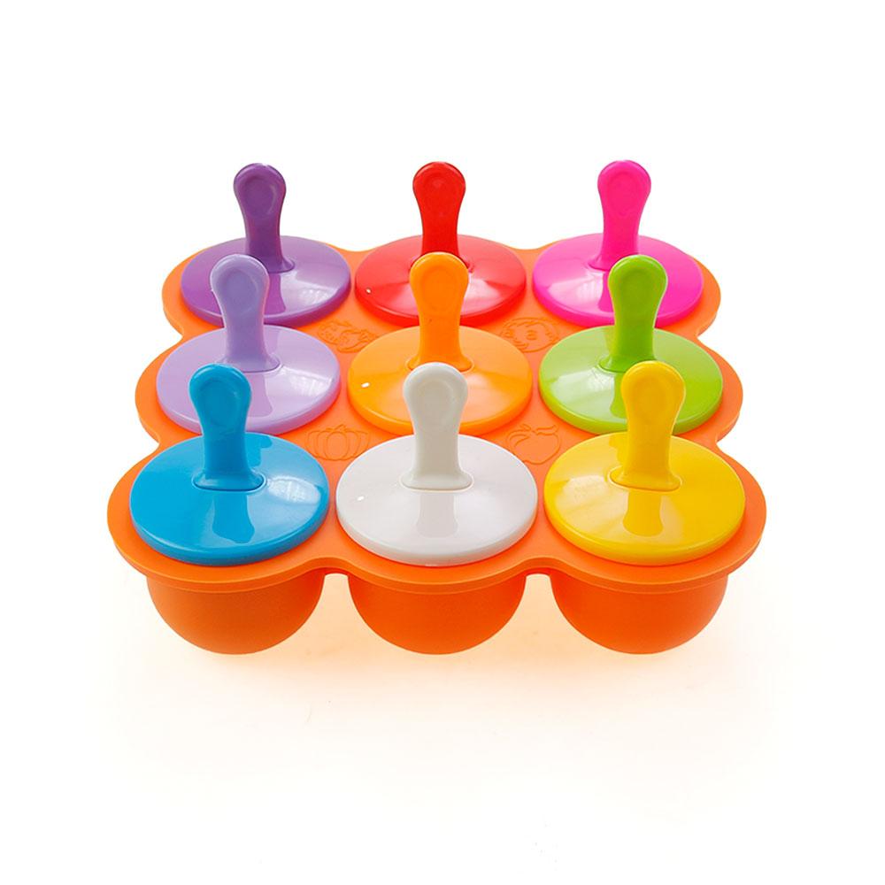 Silicone World 9/7 Holes Popsicle Silicone Molds DIY Ice Cream Pops Mold Ice Tray Children Fruit Shake Complementary Food Box