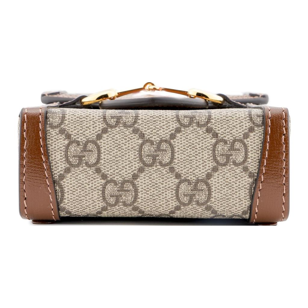 Gucci Borsa per telefono in tela e pelle con logo Horsebit 1955 Borsa a tracolla unisex Marrone Ebano 625615-92TCG-8563