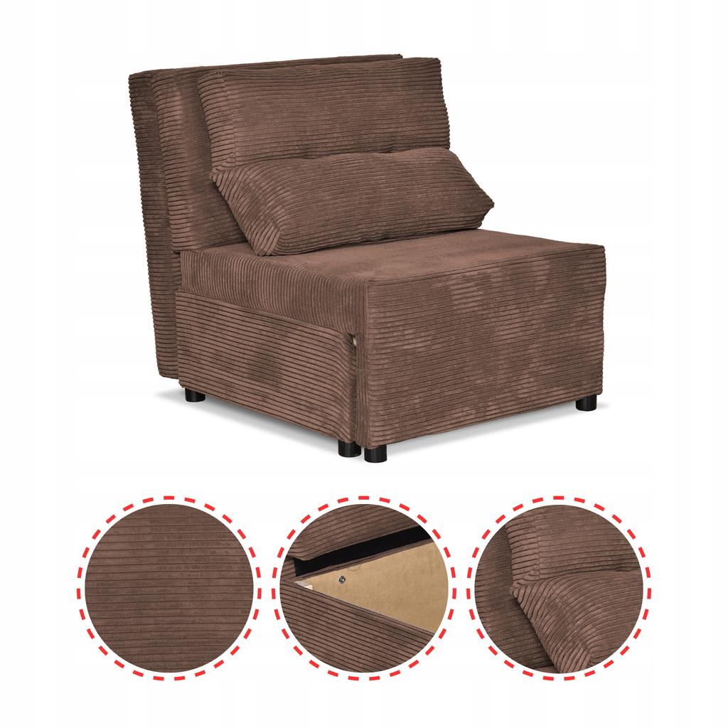 Fold-out Armchair Sleeping Function KIMO Bedding Container Family Furniture Brown