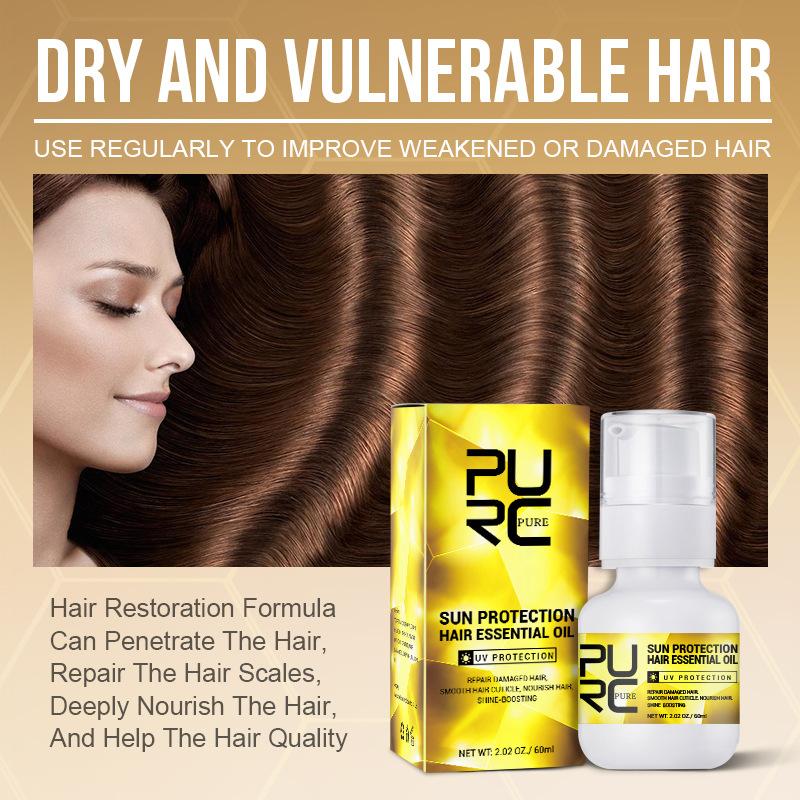 PURC Hair Care Oil, Improve Hair Dryness Essence, After Sun Repair, Wash Free Hair Care Essential Oil