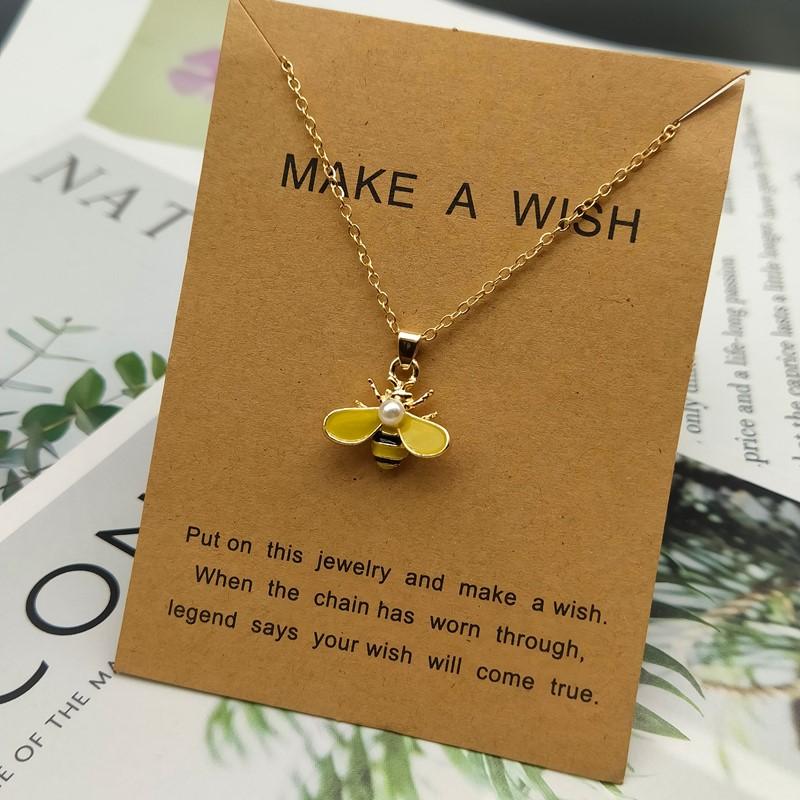

Bee Necklace Cute New Fashion Girl Women Necklace Golden Copper Color Lovely Pendant Neck Zircon Dropshipping