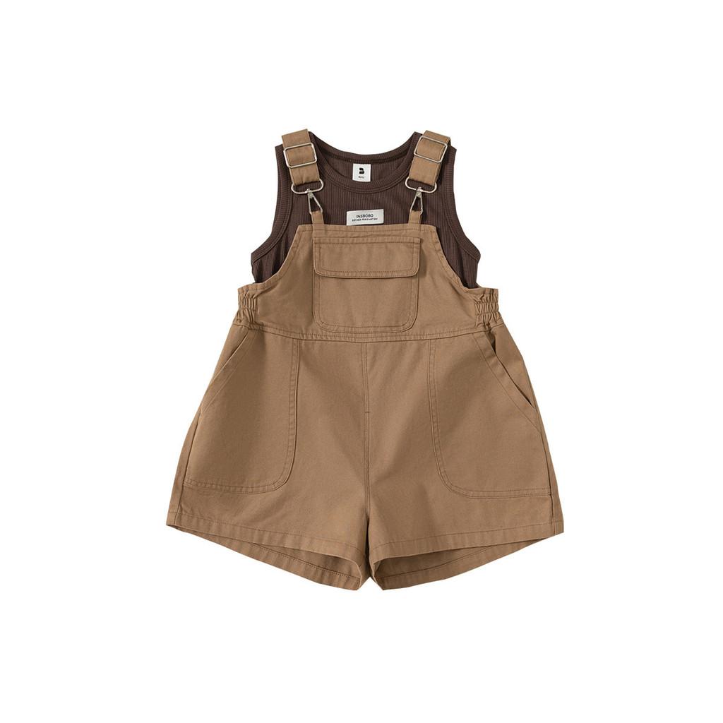 Childrens Summer Cotton Suspender Pants Set With Soft Fabric For Kids 3-8 Years 90CM